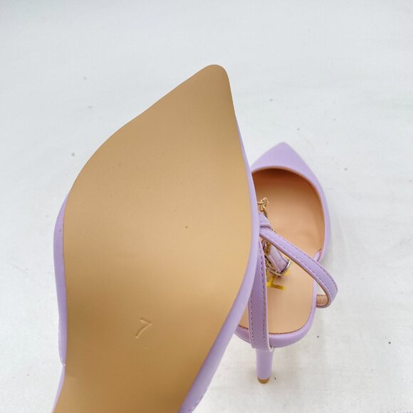 FSJ Purple Open Toe Chain Ankle Strap High Heels Sandals Party Wedding Shoes - Picture 5 of 7